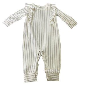 Baby Girl’s Pehr striped ruffle onesie organic 3-6 months